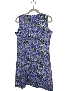 MAHI GOLD Lavender-Blue Floral Sleeveless Shift Dress Sz L
